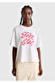 Women's White-Pink Text 100% Cotton Front Text Printed Crew Neck T-Shirt