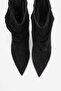 Balei Black Suede Genuine Leather Women's Short Heeled Boots - 2