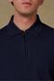 Claro Knitted Fabric Cotton Blend Modern Fit Navy Blue Polo Neck Men's Plain Knitwear - 2