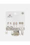 Women Silver Embellished Earring Set (6 Pairs) - 2