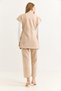 Women's beige scuba pant and vest set with elastic waist detail - 5