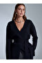 61002 Double-Breasted Belted Wool Blend Knitwear Cardigan-Black - 5