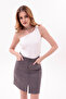 Women's Suede Oversized Gray Mini Skirt Stylish Skirt - 5