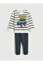 Lcw Kids Beige Printed Boys' Sweatshirt and Pants Set 2-Piece - 2