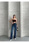 Wide Leg High Waist Palazzo Stretch Fabric Stretchy Jean Pants - 4