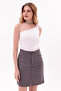 Women's Suede Oversized Gray Mini Skirt Stylish Skirt - 4