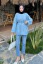 Slit Detailed Sweat Baby Blue