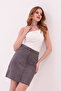 Women's Suede Oversized Gray Mini Skirt Stylish Skirt