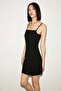 Rose Women's Strap Slim Fit Mini Black Dress - 5