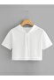 Crop Girl's White Sweatshirt with Cap Sleeves