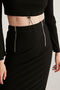 Lauren Women's Slim Fit Zipper Detailed Midi Black Skirt - 2
