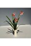 Hand-Shaped Ceramic Vase with Pink Orchid Flowers – Modern Artificial Plant for Home & Office Decor - 2