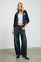 Robina Women's Raised Hooded Embroidery Detailed Navy Blue Sweatshirt - 5