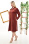 Large Size Warm Zippered Winter Velvet Dressing Gown with Collar, Stone Detailing, and Pockets - 4
