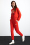 Jennie Women's Soft Organic Cotton Fabric Elasticated Regular Fit Red Sweatpants - 4