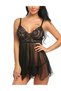 Women Lingerie Lace Chemise Sleepwear Babydoll Nightgown Teddy Lingerie Black Medium