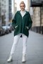 Italian Pine Green K Hooded Long Sleeve Casual Boucle O Oversized Woven Jacket with Zipper Pockets 75 80 - 3