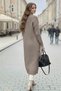 Patterned Long Knit Cardigan with Pockets R4278 Mink - 2