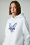 Lamari Women's Oversize Raster Hooded White Sweatshirt - 5