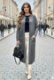Patterned Long Knit Cardigan with Pockets R4278 Anthracite