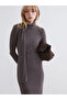 Brown Flowy Collar Gathered Dress - 4