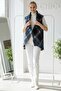 Italian Black-Blue Shawl Collar Sleeveless Plaid Without Closure Thick Acrylic Long O Oversized Woven Vest 85 68 - 5