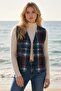 Italian Black V-Neck Sleeveless Plaid No Closure Thick Casual Acrylic Woven Vest 64 54