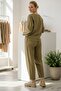 Italian Mustard Long Sleeve Elastic Waist Slim Fi Corded Fabric Adife Woven Bottom Top Set 67/64 103/58 - 5