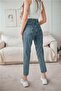 Dani Blue High Waist Mom Jeans Stretch Fabric Stretch Stone Washed Blue Mom Jeans