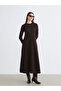 Lcw Modest Brown Crew Neck Textured Dress