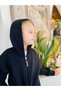 Boys / Girls Zippered Sweatshirt Kangru Pocket Hooded 3 Thread Fleece-Lined Black - 4