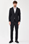 Forex Men's Black Polyviscose Fabric Wool-Blend Half Lined Slimfit Suit with Pocket Bags 2-Piece Suit - 8