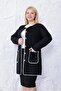 Plus Size Scarf Detailed Cardigan with Pockets - 5