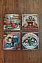 Natural Stone Coasters - Vintage Christmas Printed 10X10Cm New Year Stone Coasters 507