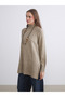 Modest Beige Mock Neck Oversized Women's Knitwear Tunic