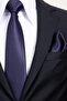 8 cm Classic Wide Hand Made Navy Blue - Burgundy Dot Pattern Handkerchief Tie - 2