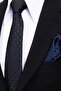 8 cm Classic Wide Hand Made Black - Navy Blue Polka Dot Pattern Handkerchief Tie