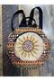 Fargin Ethnic Authentic Bohemian Round Embroidered Backpack Daily Travel Waterproof Backpack