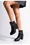 Lotus Women's Black Ankle Stone Detail Zippered Thick Heel Boots - 2