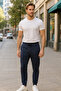 Men's Sweatpants with Elastic Waistband, 3 Pockets, Zipper Detail, 6630 Navy Blue - 5