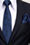 8 cm Classic Wide Hand Made Navy Blue Patterned Handkerchief Tie - 2