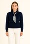 Women's Shirt Collar and Scarf Detailed Knitwear Polo Sweater