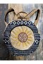 Fargin Ethnic Authentic Bohemian Round Embroidered Backpack Daily Travel Waterproof Backpack