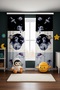 Navy Blue Gray Adventurer Astronaut Patterned Children's Baby Room Background Curtain (Single Panel Pricing)