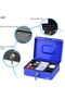 Large Cash Box Steel Register with Tray and Lock (25x20x9 cm) - Blue - 3