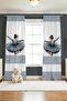 Gray Ballerina Patterned Children's Baby Room Background Curtain (Single Wing Pricing) - 2