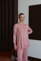25017 Women's Pants Stitching Detailed Premium Knitwear Set Pink - 5