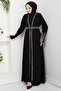 Stone-Detail Inner Abaya Set Black HM2858 - 8