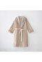 Latifa Women's Bathrobe 100% Organic Cotton Hand Embroidered Ruffled Beige