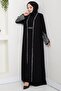 Stone-Detail Inner Abaya Set Black HM2858 - 6